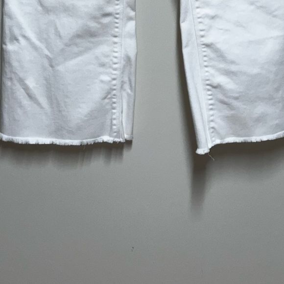 Spanx White Denim crop Flare Raw Hem Jeans Womens Sz XL - Picture 9 of 9